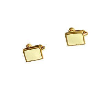 Napier Signed Vintage Ivory Enamel Goldtone Small Screwback Earrings Rare Classi